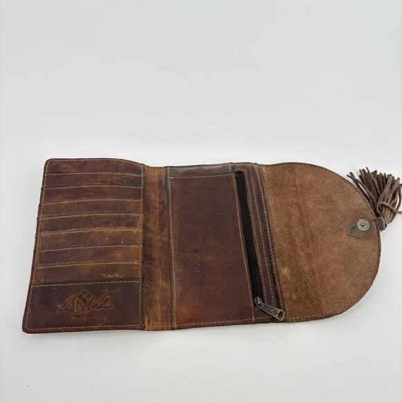 Patricia Nash Colli Brown Leather Trifold Tasseled Wallet - Picture 3 of 6